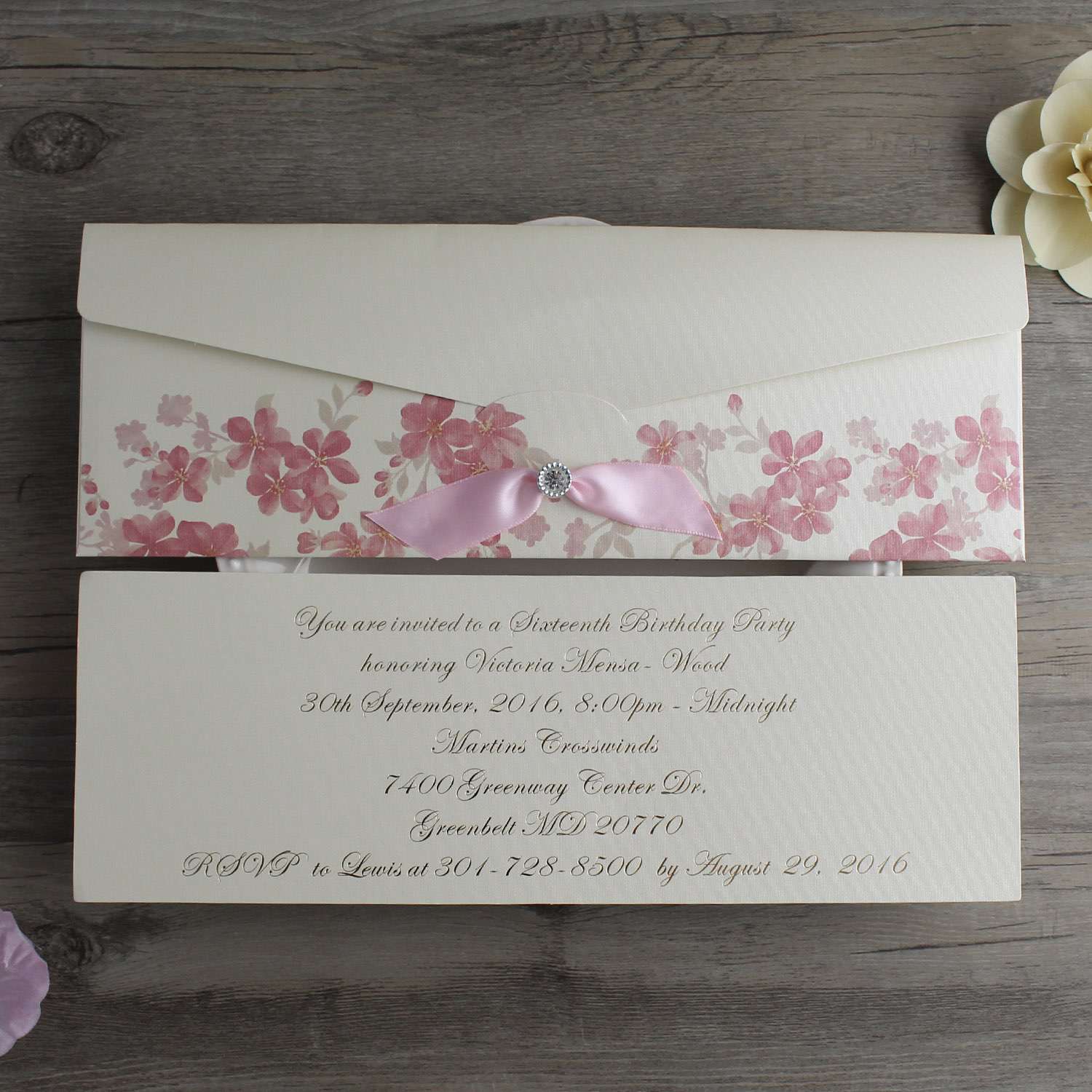 Rectangle Invitation Card with Envelope Birthday Invitation Customized 